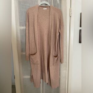 Long Tan Cardigan with Pockets